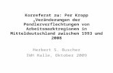 Korreferat zu: Per Kropp Veränderungen der Pendlerverflechtungen von Arbeitsmarktregionen in Mitteldeutschland zwischen 1993 und 2008 Herbert S. Buscher.