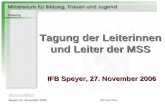 Speyer 27. November 2006 Michael Kaul Tagung der Leiterinnen und Leiter der MSS IFB Speyer, 27. November 2006.
