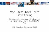 Von der Idee zur Umsetzung Organisationsveränderung im Service der RATIONAL AG KVD Service Congress 2005.