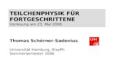 TEILCHENPHYSIK FÜR FORTGESCHRITTENE Vorlesung am 23. Mai 2006 Thomas Schörner-Sadenius Universität Hamburg, IExpPh Sommersemester 2006.