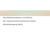 1 Qualifikationsphase und Abitur am Tannenbusch-Gymnasium Bonn Abiturjahrgang 2014.