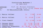 Statistische Methoden I WS 2009/2010 Vorlesung:Prof. Dr. Michael Schürmann Zeit: Montag 13:15 -15:45 (Pause 14:45) Ort:HS Makarenkostraße (Kiste) Übungen.