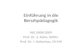 Einführung in die Berufspädagogik WS 2008/2009 Prof. Dr. S. Rahn, WWU Prof. Dr. I. Kettschau, FH MS