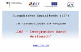 Europäischer Sozialfonds (ESF) Das transnationale ESF-Programm IdA – Integration durch Austausch