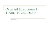 Crucial Elections I 1920, 1924, 1930 6.7.2010. 1920.
