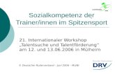 Sozialkompetenz der Trainer/innen im Spitzensport 21. Internationaler Workshop Talentsuche und Talentförderung am 12. und 13.06.2006 in Mülheim © Deutscher.