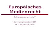 Europ¤isches Medienrecht Schwerpunktbereich 7 Sommersemester 2009 Dr. Carola Drechsler