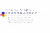 Schwache Zerfälle + Teilchenoszillationen Zerfallsbreite des Z 0 Zerfall neutraler Kaonen Neutrino-Oszillationen.