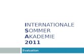 INTERNATIONALE SOMMER AKADEMIE 2011 Evaluation. Überblick 1. Die Teilnehmer 2. Der Unterricht 3. Die Seminare 4. Die Exkursionen.