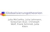 Globalisierungstheorien Julia McCarthy, Julia Lehmann, Süleyman Acar, Christoph Wolf, Frank Schmidt, Julia Klein.