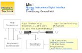 Medien- Technik Midi Musical Instruments Digital Interface ab 1980 Erweiterung: General Midi Midi Sequencer Keyboard/ Synthesizer Sonstiges drum machine.