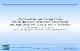 Lehrstuhl für Optoelektronik MST 2005 - Freiburg 1 Fabrikation und Integration von mechanisch-optischen Strukturen zur Kopplung von VCSELs mit Glasfasern.