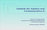 Didaktik der Algebra und Funktionenlehre 8 Prof. Dr. Kristina Reiss Lehrstuhl für Didaktik der Mathematik Universität Augsburg Wintersemester 2004/05.