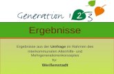 Ergebnisse aus der Umfrage im Rahmen des Interkommunalen Altenhilfe- und Mehrgenerationenkonzeptes für Weißenstadt Ergebnisse.