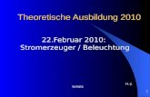 1 Theoretische Ausbildung 2010 22.Februar 2010: Stromerzeuger / Beleuchtung H.-J. Schütz.