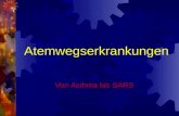 Atemwegserkrankungen Von Asthma bis SARS. Allgemein zum Thema Atemwegserkrankungen Im Durchschnitt erkrankt ein Deutscher 4x bis 5x im Jahr an einer Atemwegserkrankung.