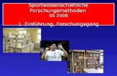 Sportwissenschaftliche Forschungsmethoden SS 2008 1. Einführung, Forschungsgang.
