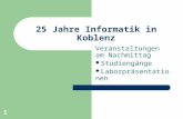 1 25 Jahre Informatik in Koblenz Veranstaltungen am Nachmittag Studiengänge Laborpräsentationen.