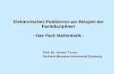 Elektronisches Publizieren am Beispiel der Fachdisziplinen - Das Fach Mathematik - Prof. Dr. Günter Törner Gerhard-Mercator-Universität Duisburg