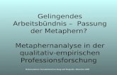 Rekonstruktive Sozialarbeitsforschung und Biografie, München 2008 Gelingendes Arbeitsbündnis – Passung der Metaphern? Metaphernanalyse in der qualitativ-empirischen.