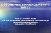 GESUNDHEITSMANAGEMENT II Teil 1a Prof. Dr. Steffen Fleßa Lst. für Allgemeine Betriebswirtschaftslehre und Gesundheitsmanagement Universität Greifswald