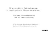 Inhalt 1/51 12 wesentliche Entdeckungen in der Physik der Elementarteilchen Prof. Dr. Jörn Bleck-Neuhaus, Universität Bremen Fachbereich Physik/Elektrotechnik.