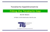 Terahertz-Spektrometrie Kirill Klein E-Mail:  @tu-berlin.de Fachgebiet Hochfrequenztechnik TECHNISCHE UNIVERSITÄT BERLIN Filling the Terahertz