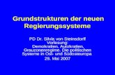 Grundstrukturen der neuen Regierungssysteme PD Dr. Silvia von Steinsdorff Vorlesung: Demokratien, Autokratien, Grauzonenregime. Die politischen Systeme.