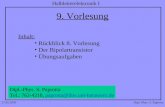 Dipl.-Phys. S. Paprotta Halbleiterelektronik I 27.05.2003 9. Vorlesung Inhalt: Rückblick 8. Vorlesung Der Bipolartransistor Übungsaufgaben Dipl.-Phys.