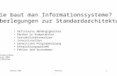 Februar 2001München1 Wie baut man Informationssysteme? Überlegungen zur Standardarchitektur Definierte Abhängigkeiten Denken in Komponenten Variabilitätsanalyse.