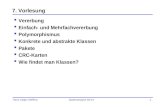 Hans-Jürgen Steffens Systemanalyse SS 041 7. Vorlesung Vererbung Einfach- und Mehrfachvererbung Polymorphismus Konkrete und abstrakte Klassen Pakete CRC-Karten.