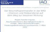 Der Beschäftigtentransfer in der BRD – Chancen und Stolpersteine auf dem Weg zur besseren Wirkung Projekt Transfer-Impulse Abschlusskonferenz: Beschäftigtentransfer.