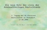 1 Die neue Rote der Liste der Armleuchterlagen Deutschlands Klaus van de Weyer und Uwe Raabe 3. Tagung der AG Characeen Deutschlands in Thomsdorf, 17.09.2006.