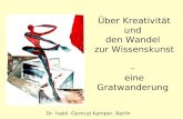 Über Kreativität und den Wandel zur Wissenskunst – eine Gratwanderung Dr. habil. Gertrud Kamper, Berlin.