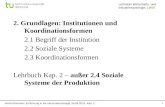 Hirsch-Kreinsen: Einführung in die Industriesoziologie, SoSe 2013, Kap. 2 Lehrstuhl Wirtschafts- und Industriesoziologie: LWIS 1 2. Grundlagen: Institutionen.