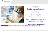 VCRP- Designerkonferenz Workshop: Effektive Organisation von Lerninhalten mit Blackboard CE6 * Webverknüpfungen * DISC/eTeaching Service Center – Dr. Dorit.