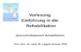 Vorlesung Einführung in die Rehabilitation Querschnittsbereich Rehabilitation Priv. Doz. Dr. med. M. Lippert-Grüner PhD.