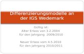 Gültig ist: Alter Erlass von 3.2.2004 für den Jahrgang 2009/2010 Neuer Erlass vom 4.5.2010 für den Jahrgang 2010/2011 Differenzierungsmodelle an der IGS.