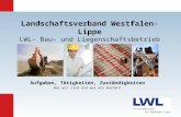 Folie: 1 LWL – BAU- UND LIEGENSCHAFTSBETRIEB Landschaftsverband Westfalen-Lippe LWL- Bau- und Liegenschaftsbetrieb Aufgaben, Tätigkeiten, Zuständigkeiten.