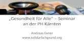 Gesundheit für Alle – Seminar an der PH Kärnten Andreas Exner .