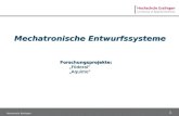 1 Hochschule Esslingen Mechatronische Entwurfssysteme Forschungsprojekte: Föderal Aquimo.