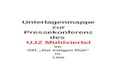 Unterlagenmappe zur Pressekonferenz des UJZ Mühlviertel im GH Zur ewigen Ruh in Linz.
