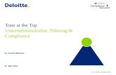 © 2012 Deloitte Consulting GmbH Tone at the Top Unternehmenskultur, Führung & Compliance 31. Mai 2012 Dr. Gundi Wentner.
