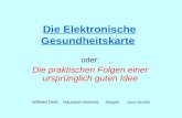 Die Elektronische Gesundheitskarte oder: Die praktischen Folgen einer ursprünglich guten Idee Wilfried Deiß Hausarzt-Internist Siegen Stand 10/2006.