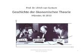 Geschichte der ökonomischen Theorie, Prof. Dr. van Suntum 1 Geschichte der ökonomischen Theorie Münster, SS 2013 Prof. Dr. Ulrich van Suntum t w