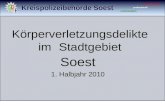 Kreispolizeibehörde Soest bürgerorientiert professionell rechtsstaatlich Körperverletzungsdelikte im Stadtgebiet Soest 1. Halbjahr 2010.