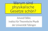 Warum sind physikalische Gesetze schön? Amand Fäßler, Institut für Theoretische Physik der Universität Tübingen.