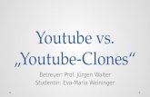Youtube vs. Youtube-Clones Betreuer: Prof. Jürgen Walter Studentin: Eva-Maria Weininger.