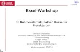 1 Bradtmöller Excel-Workshop Im Rahmen der fakultativen Kurse zur Projektarbeit Christian Bradtmöller Institut für Chemische und Thermische Verfahrenstechnik.