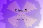 DirectX Großes Seminar von Frank Deseyve. Inhalt Einleitung Grundlagen APIs –DirectDraw & Direct3D Fazit.